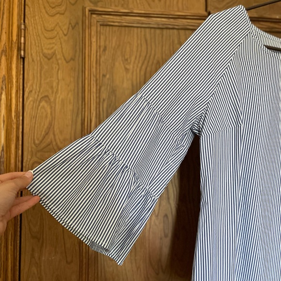 Como Blue Pullover Blouse Thin Blue|White Stripes - Picture 2 of 9